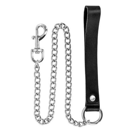 Fetish Premium Laisse en Métal et Poignée en Cuir 72 cm La Clef des Charmes