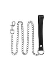 Fetish Premium Laisse en Métal et Poignée en Cuir 115 cm La Clef des Charmes