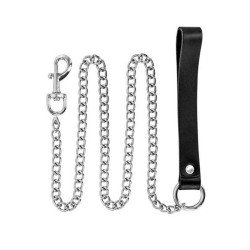 Fetish Premium Laisse en Métal et Poignée en Cuir 115 cm La Clef des Charmes