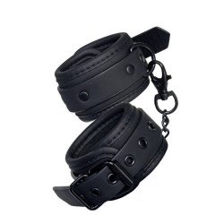 BLAZE HANDCUFF MAT Menottes Poignets Simili Cuir Noir Mat. La Clef des Charmes