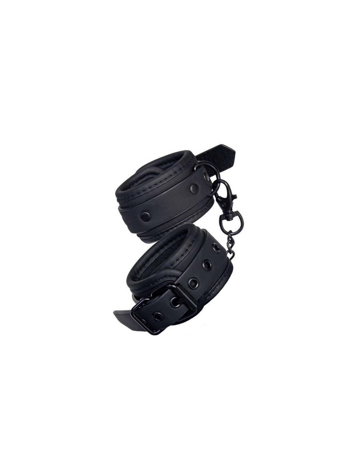 BLAZE HANDCUFF MAT Menottes Poignets Simili Cuir Noir Mat. La Clef des Charmes