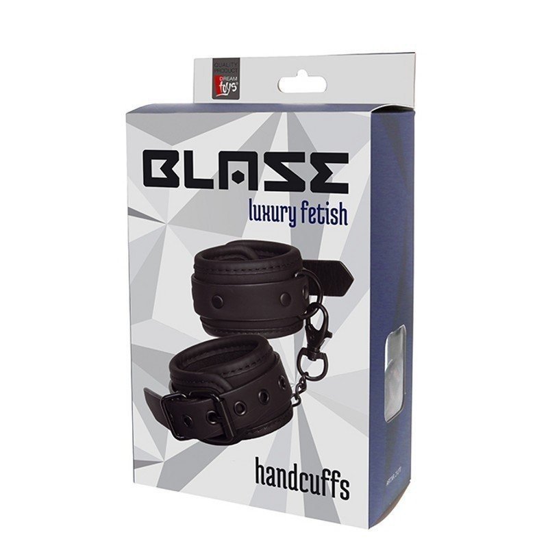 BLAZE HANDCUFF MAT Menottes Poignets Simili Cuir Noir Mat. La Clef des Charmes