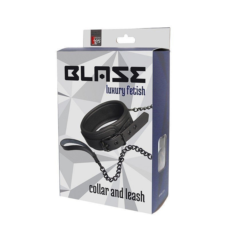 BLAZE Collier et Laisse BDSM Noir Mat. La Clef des Charmes