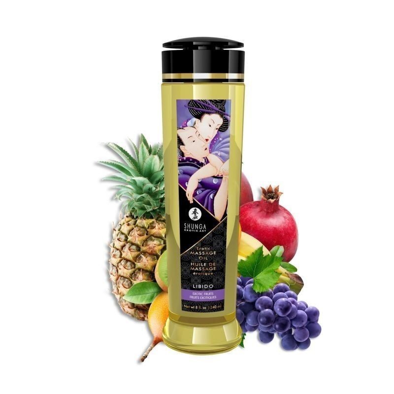 Huile de Massage Erotique LIBIDO Fruits Exotiques - La Clef des Charmes