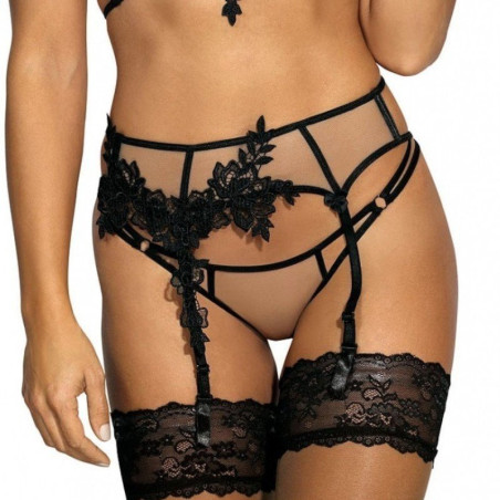 HOT SEVILLA Porte jarretelles Tulle et Dentelle Noir V-8842