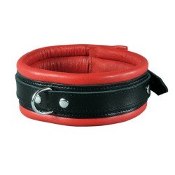 XXdreamtoys Collier BDSM en Cuir Noir et Rouge