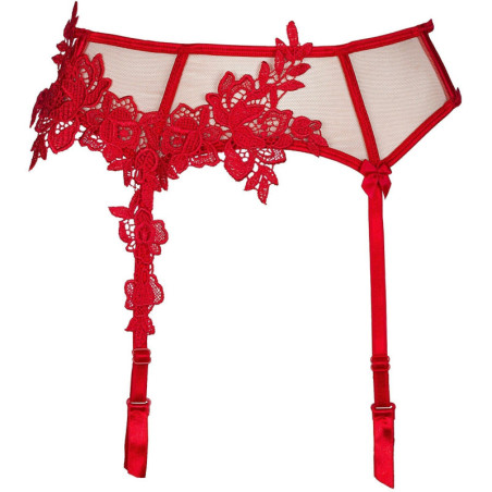 HOT SEVILLA Porte jarretelles ROJA V-8862 Tulle et Dentelle Rouge