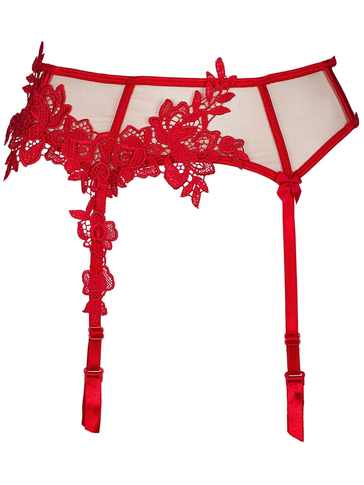HOT SEVILLA Porte jarretelles ROJA V-8862 Tulle et Dentelle Rouge