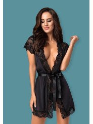 Obsessive Lingerie Peignoir en Dentelle Noire 810-PEI-1 la Clef des Charmes