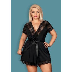 Obsessive Lingerie Peignoir en Dentelle Noire 810-PEI-1 la Clef des Charmes