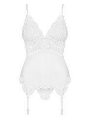 Obsessive Lingerie Guêpière Sexy en Dentelle Blanche 810-COR-2, La Clef des Charmes