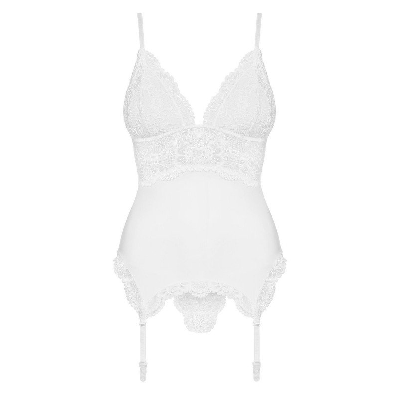 Obsessive Lingerie Guêpière Sexy en Dentelle Blanche 810-COR-2, La Clef des Charmes