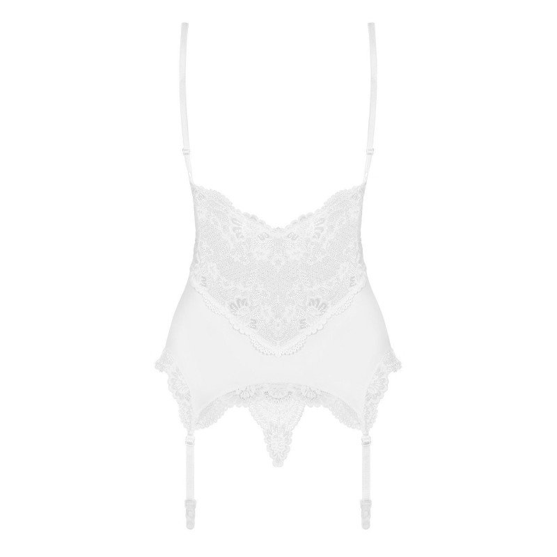 Obsessive Lingerie Guêpière Sexy en Dentelle Blanche 810-COR-2, La Clef des Charmes